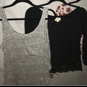 Grey & white knit tank with pocket